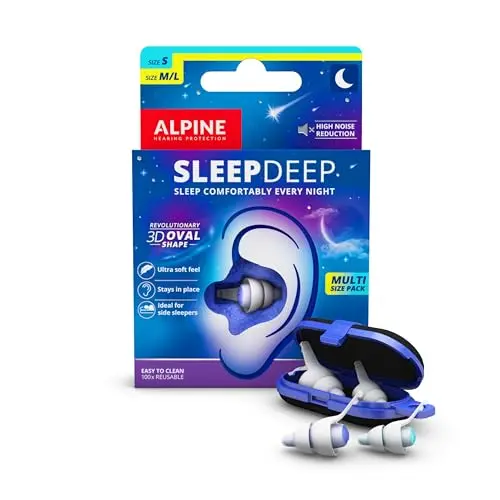 Alpine SleepDeep white earplugs in packaging