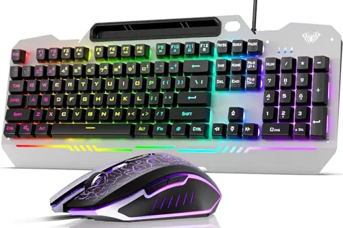 AULA T102 gaming keyboard and mouse combo with metal panel