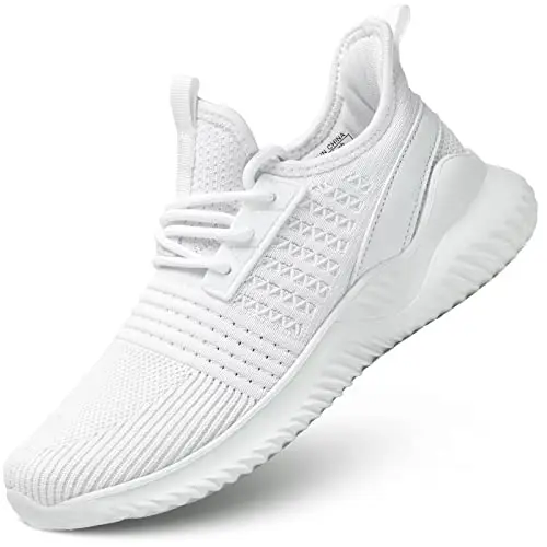 Chopben women's walking shoes in white with mesh design