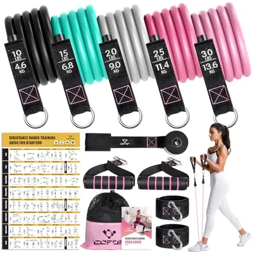 COFOF resistance bands set designed for women with handles and door anchor