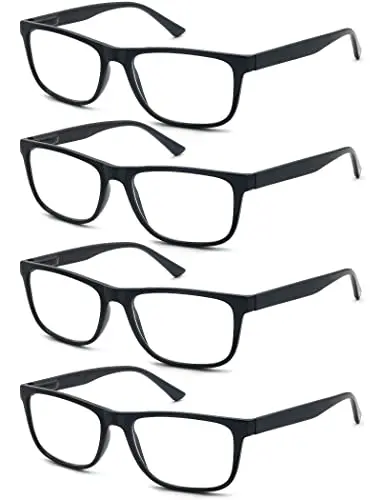 OLOMEE oversized square reading glasses four pack