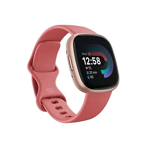 Fitbit Versa 4 smartwatch in pink sand and copper rose colors