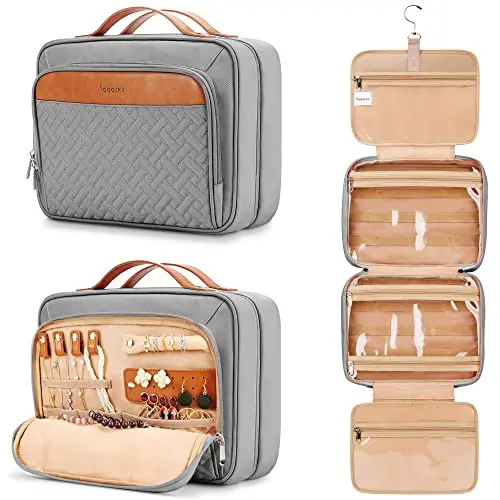 COOSKY hanging toiletry bag with dedicated jewelry compartment