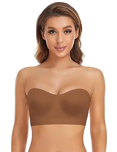 Lusait wireless strapless bandeau bra with silicone strips