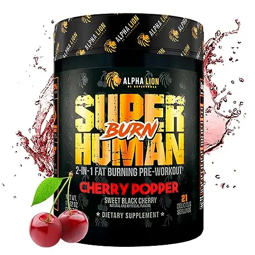 ALPHA LION Superhuman Burn pre-workout and fat burner tub
