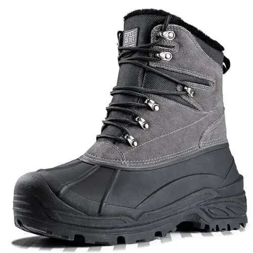 FREE SOLDIER men's snow boots with fleece lining and quick lacing