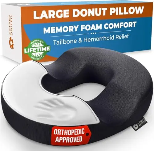 5 STARS UNITED memory foam donut pillow for tailbone and pressure relief
