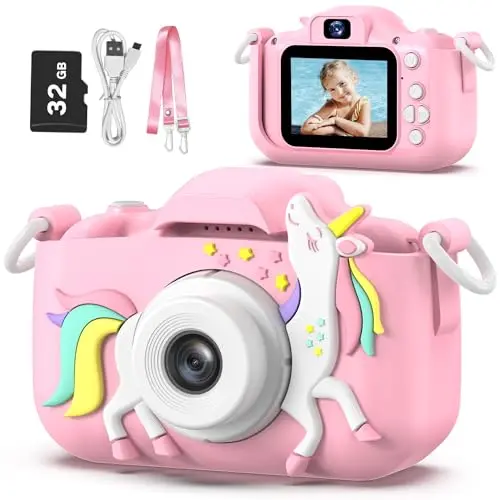 GOOPOW pink cartoon-style digital camera for young children