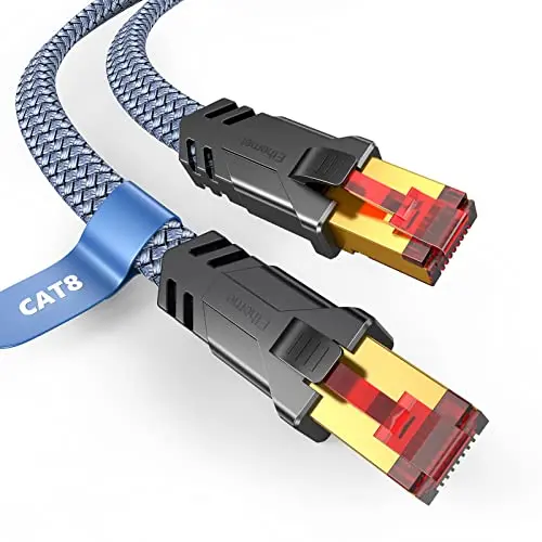 Snowkids braided Cat8 Ethernet cable 50ft for gaming