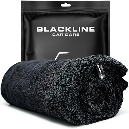 Blackline car drying towel with twisted loop microfiber design