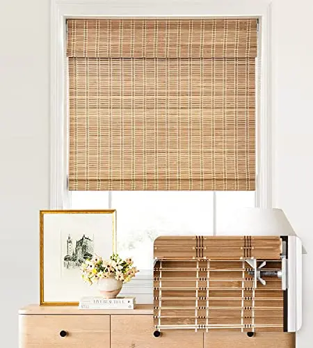 LazBlinds cordless bamboo Roman shades for windows