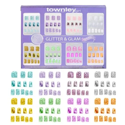 Townley Girl press-on nails set with glitter and metallic designs