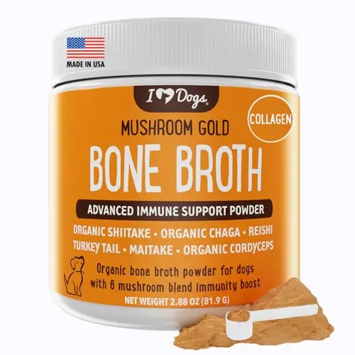 iHeartDogs bone broth and mushroom gold powder for dogs