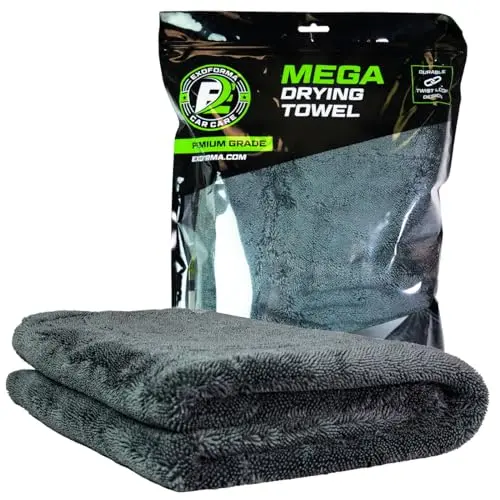 ExoForma white microfiber car drying towel with double twist pile
