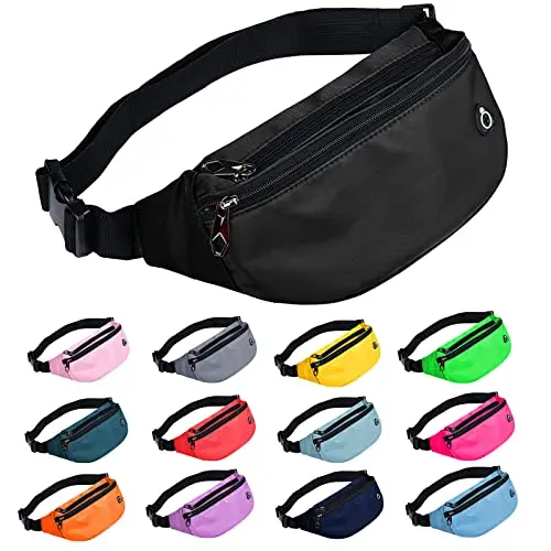 Generic waterproof sports waist pack with three zippered compartments