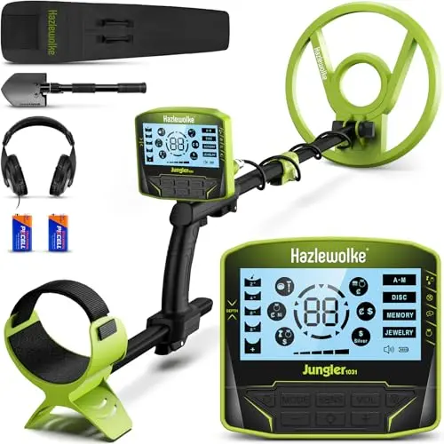 Hazlewolke green metal detector with adjustable armrest