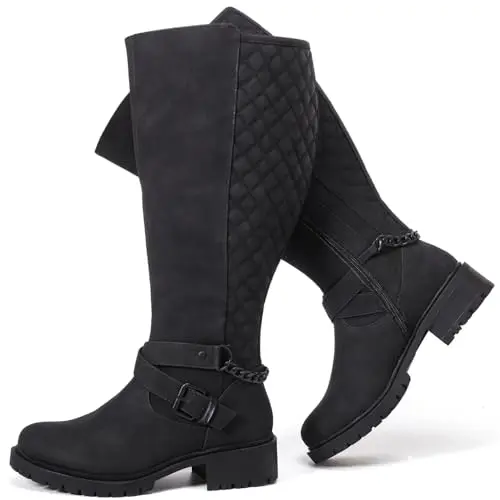 Luoika women's extra wide calf knee high boots in black