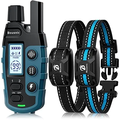 BOUSNIC blue dog training collar with remote for two dogs