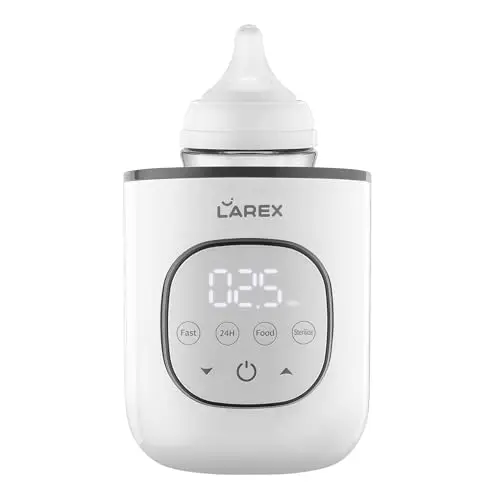 LAREX digital bottle warmer with white and grey design