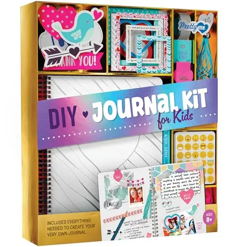 Pretty Me DIY journal kit with assorted craft supplies for girls
