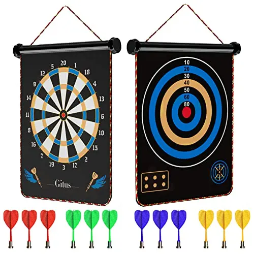 GITUS magnetic dart board with strong magnets and multiple darts