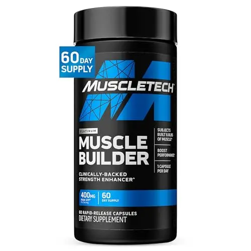 MuscleTech Platinum Muscle Builder nitric oxide supplement bottle