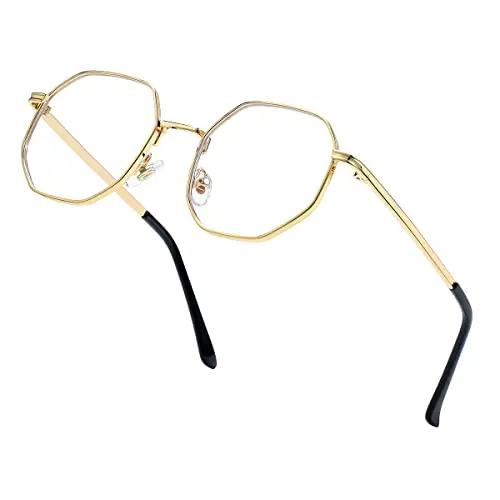 JOVAKIT polygon metal blue light blocking glasses in vintage style