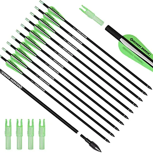 ARCHERY SHARLY carbon arrows with green and white vanes