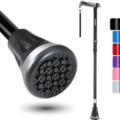 REHAND natural black foldable walking cane with ergonomic handle