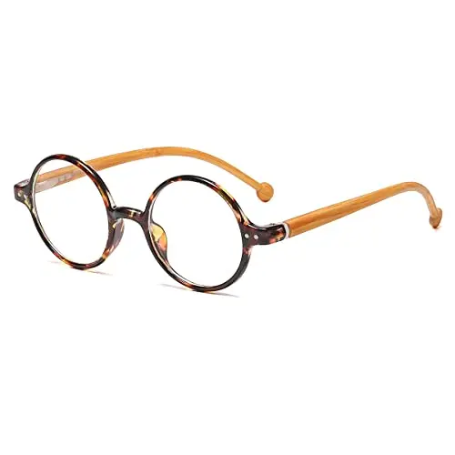 Retro round blue light blocking glasses with brown tortoise frame