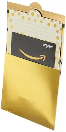 Amazon physical gift card in gold dot reveal box