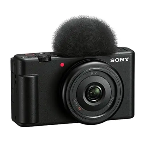 Sony ZV-1F vlog camera with side-articulating screen and microphone