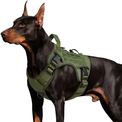 WINGOIN tactical dog harness in green with reflective strips