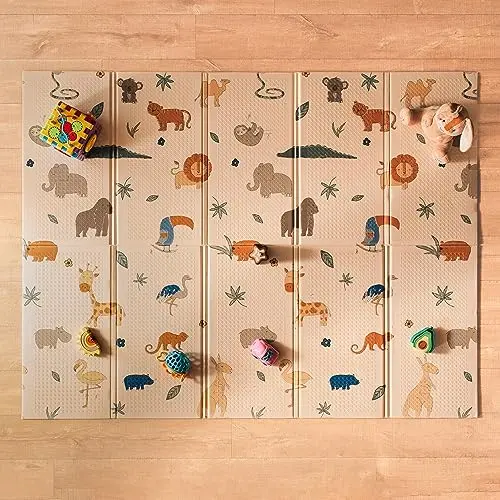 Nuby reversible baby play mat with safari patterns