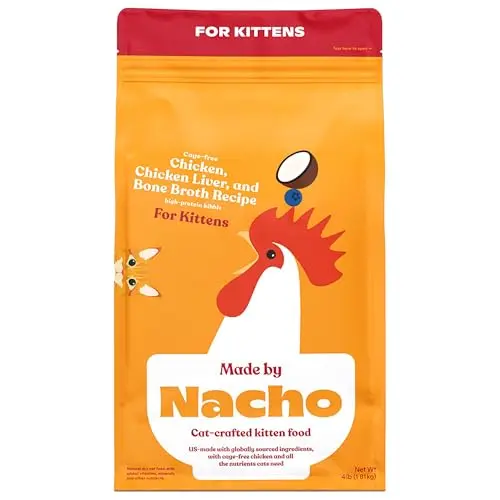 Made by Nacho Kitten Dry Kibble with bone broth chicken and liver