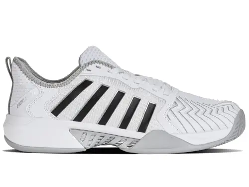 K-Swiss Pickleball Supreme shoes in white, high rise, and black