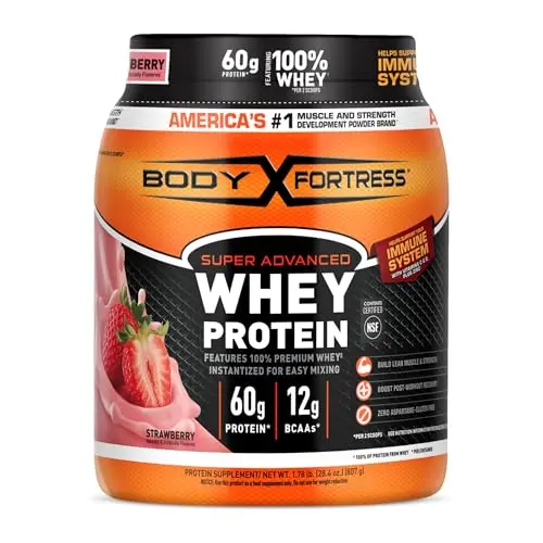 Body Fortress Super Advanced Whey Protein Powder strawberry flavor