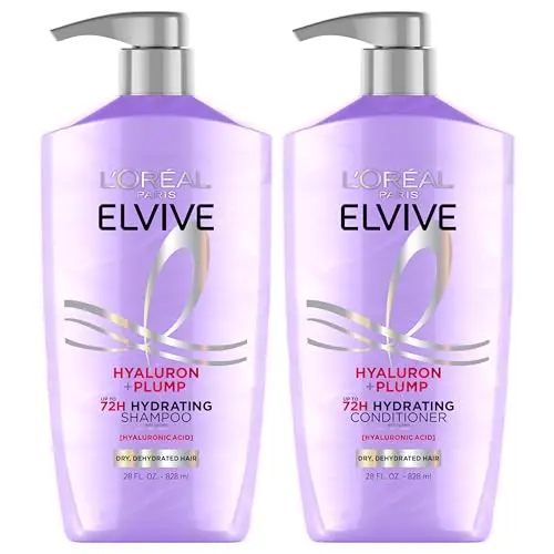 L'Oreal Paris Elvive Hyaluron Plump Shampoo and Conditioner Set bottles