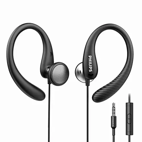 PHILIPS wired over-ear earbuds with flexible hooks for sports and running
