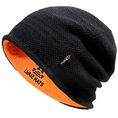 Lvaiz reversible winter beanie with fleece lining in black