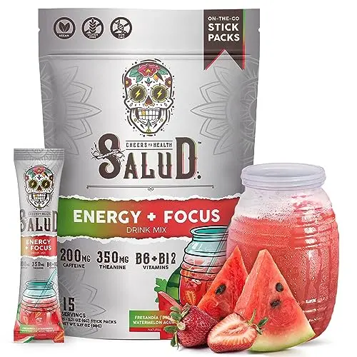Salud energy drink powder packets in strawberry watermelon flavor