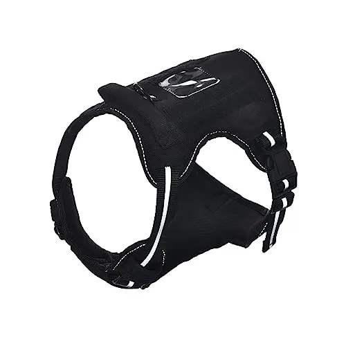 Amazon Basics black tactical dog harness with anti-escape design and front clip