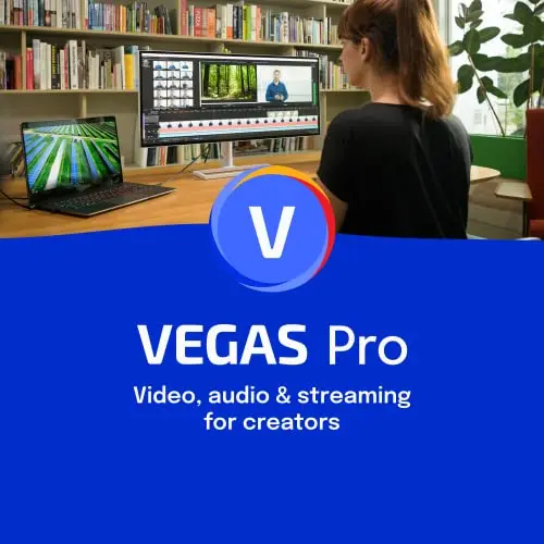 VEGAS Pro 20 video editing software interface with AI tools