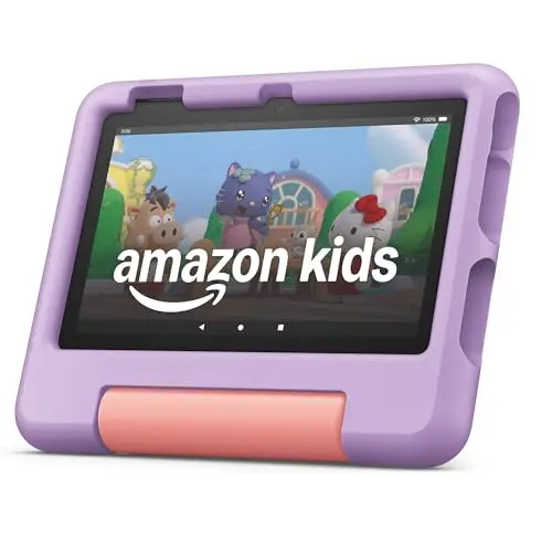Amazon Fire 7 Kids tablet with small screen for children's movie time