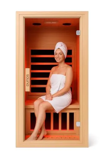 HOMSIDO one-person infrared sauna room made of hemlock wood