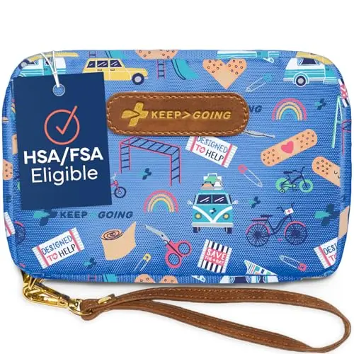 KeepGoing 130-piece travel first aid kit in compact blue case