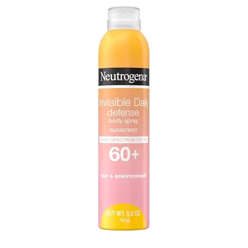 Neutrogena SPF 60+ sunscreen spray applied to body with no white marks