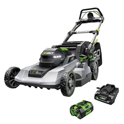 EGO Power+ 56V lawn mower with 6.0Ah battery on a hill