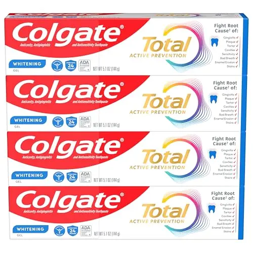 Colgate Total Active Prevention Whitening Gel toothpaste tubes