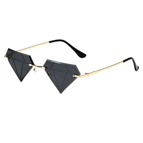 JOVAKIT triangle diamond-shaped sunglasses in gold with grey gradient lenses